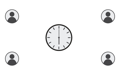 Concept of scheduling and time management. Includes icons for clocks and user profiles to represent deadlines and teamwork. Flat illustrator vector file and high quality picture