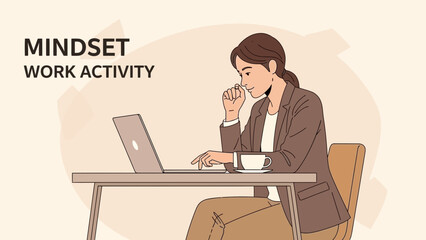 motivational illustration emphasizing positive mindset and work activity for personal growth and