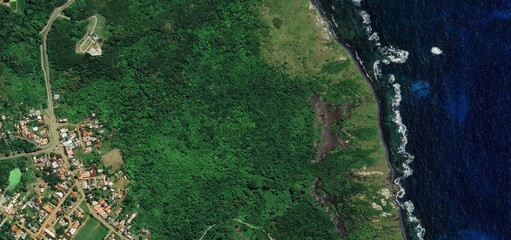 Aerial View of Fernando de Noronha Archipelago Tropical Coastline