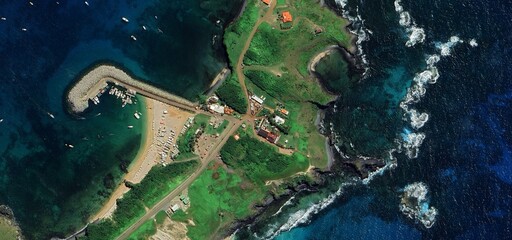 Aerial View of Fernando de Noronha Archipelago Tropical Coastline