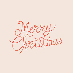 Merry Christmas handwritten lettering. Hand drawn vector calligraphic quote. Winter holiday phrase