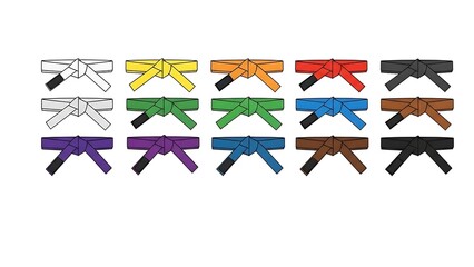 Martial arts belt colors for ranking and progression