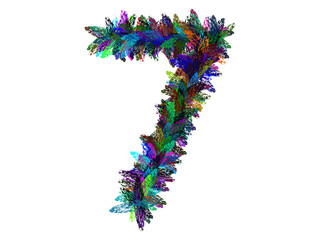 Colorful Hand Drawn Number 7 Isolated On Transparent Background