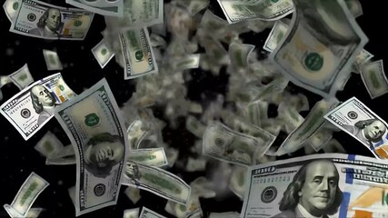 Swirling vortex of flying hundred dollar bills animation background - Powered by Adobe