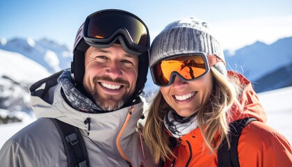 Ski Couple Smiling Selfie.