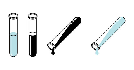Laboratory test tube with liquid icon set without background
