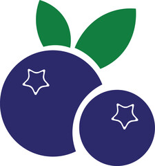 Vibrant Blueberry Duo A close up shot of two ripe blueberries, adorned with lush green leaves. The blueberries exhibit an inviting deep blue hue, hinting at their fresh taste.