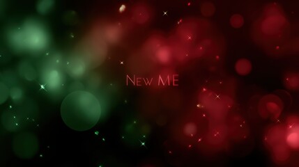 colorful red and green holiday background featuring New Year New Me phrase, glowing stars, celebratory new year concept