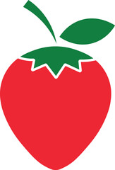 Fresh Strawberry Icon A vibrant, appetizing strawberry with a crisp green stem and leaf
