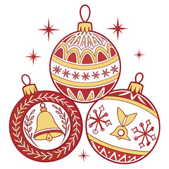 set of christmas ornaments