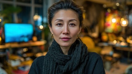 Portrait of a Confident Woman in a Cozy Indoor Setting