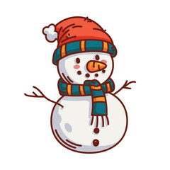 Cute Hand Drawn Snowman Vector Illustration