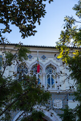 Portuguese flag on a building in Faro, Portugal in Algarve region