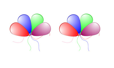 Pair of colorful balloons isolated on white background