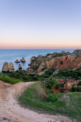 Cliff and rock formations near Praia dos Pinheiros, one of the beaches of Lagos in the Algarve (Portugal)