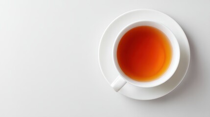 tea in a cup on white background, breakfast or dinner beverage concept, clean and minimalist presentation