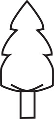 minimalist evergreen tree outline illustration isolated on white background
