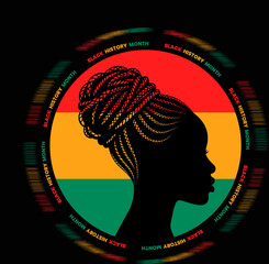 Black History Month African Woman Silhouette with Braids