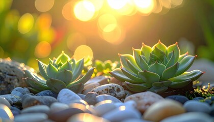 Succulents and Pebbles.
