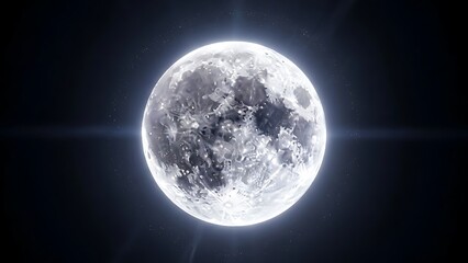 Magical Glowing Moon with Crystal Texture on Deep Black Background