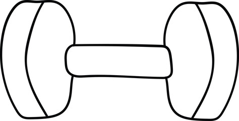 simple hand drawn doodle of a single dumbbell gym weight isolated on white background