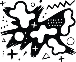 Abstract black and white memphis style graphic design elements