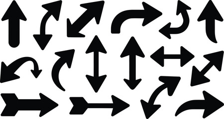 Black arrows pointing in various directions on white background