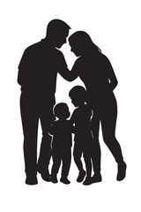 Family hugging silhouette perfect for affectionate, heartfelt vector messages.