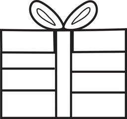 simple hand drawn gift box vector illustration with ribbon bow isolated on white background black outline doodle style gift box icon