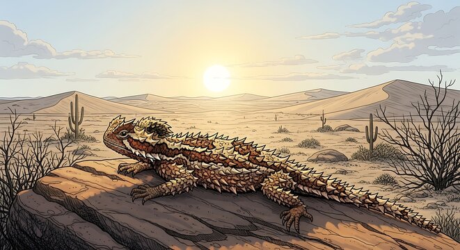 Horned Lizard on Desert Rock.