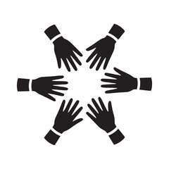 Fototapeta premium Hands joining together in a circle symbolizing unity and collaboration