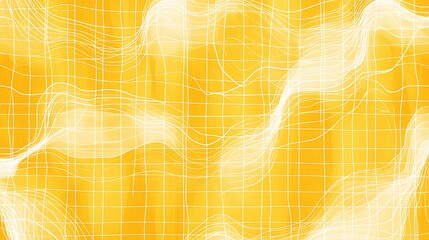 Cheerful yellow canvas features a loose white grid over soft, scattered white wavy lines creating a harmonious balance