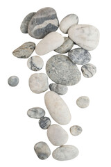 Smooth Pebble Stones Collection Isolated on Transparent Background