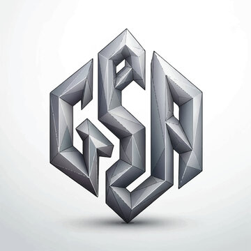 Geometric Metallic 3D Letters Logo Design with Angular Facets and Shadow.