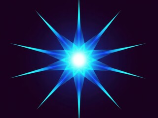 Bright blue glowing starburst with brilliant vivid light effect