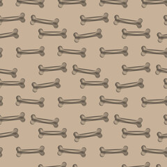 Seamless Dog Bone Pattern on Beige Background