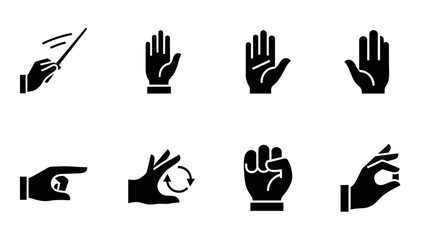 Obraz premium Hand gesture icons set for communication and interface design
