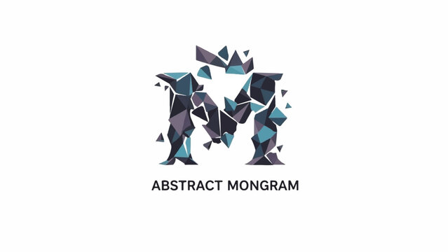 Abstract Geometric Monogram Logo with Polygonal Shapes and Colorful Design.