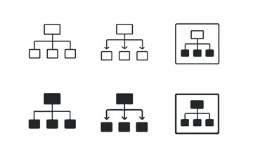 Organization chart icons set. Hierarchy and structure vector icons.