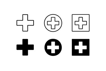Obraz premium Medical cross icons set. Healthcare symbols vector collection.
