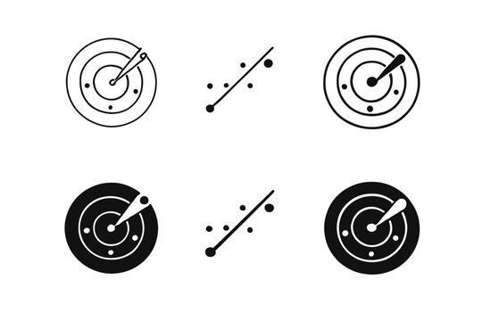 Radar and scatter plot icons for data analysis and navigation