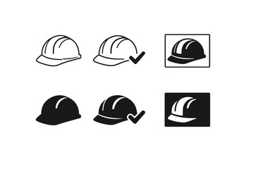 Fototapeta premium Construction hard hat icons set. Safety helmet vector graphics.