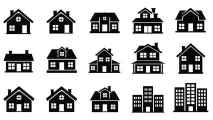 Fototapeta premium Collection of various house and building silhouettes