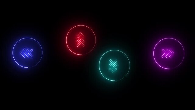Futuristic Neon Direction Arrows Motion Graphics on Black Background
