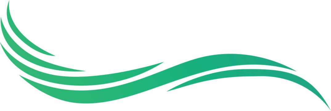 Abstract Green Wave Leaf Swoosh Eco Nature Flow Logo Element Vector Illustration.
