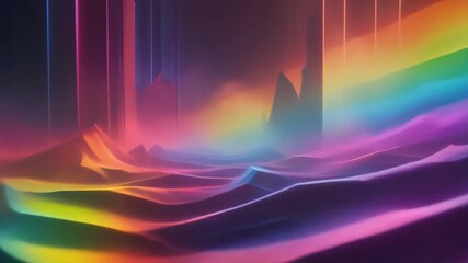 Vibrant Neon Abstract Landscape Background | Futuristic Colorful Mountains & Glowing Lines for Digital Design & Commercial Use