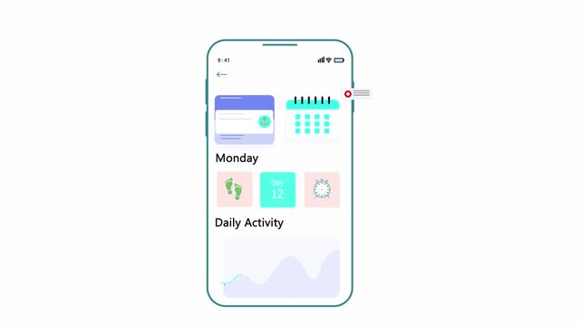 Modern Smartphone UI Design for Daily Activity Tracking and Health Monitoring.