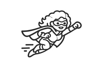Superhero woman flying with cape and mask