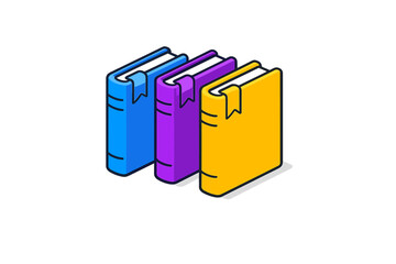 Three Isometric Books With Ribbons