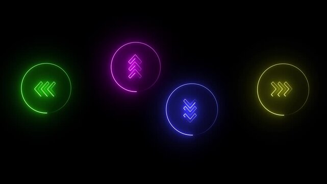 Futuristic Neon Direction Arrows Motion Graphics on Black Background